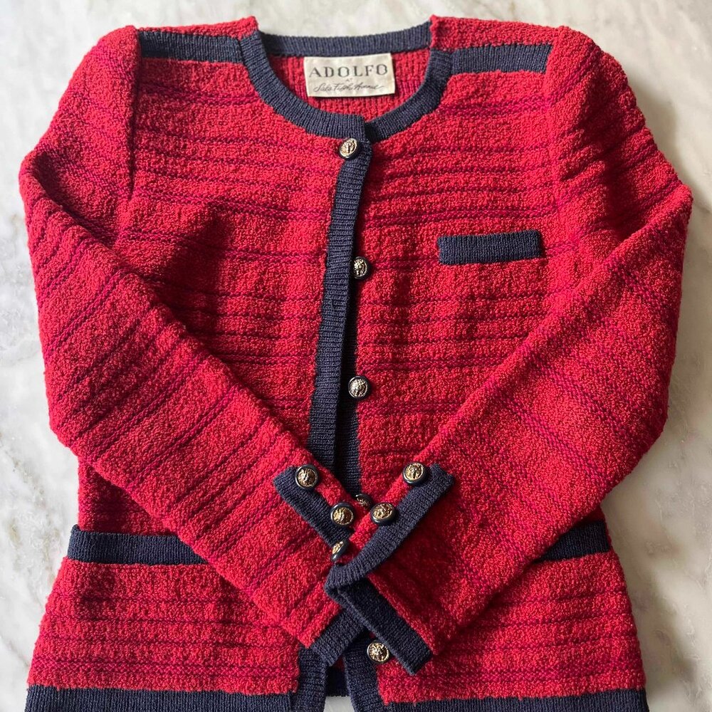 Vintage Adolfo at Saks Fifth Avenue Bouclé Jacket — Lion Buttons